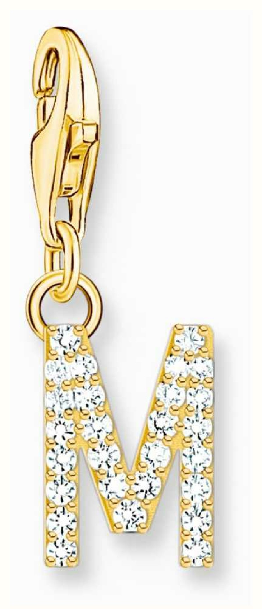 Jewelry Thomas Sabo Jewellery | Thomas Sabo Charm Pendant Letter M With White Stones Gold Plated