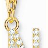 Jewelry Thomas Sabo Jewellery | Thomas Sabo Charm Pendant Letter N With White Stones Gold Plated