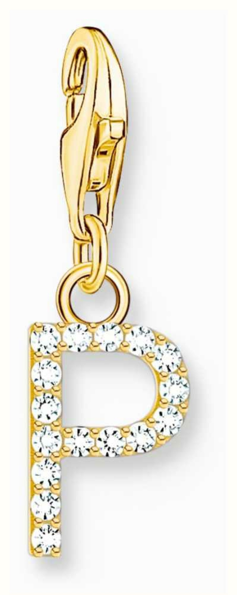 Jewelry Thomas Sabo Jewellery | Thomas Sabo Charm Pendant Letter P With White Stones Gold Plated