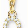 Jewelry Thomas Sabo Jewellery | Thomas Sabo Charm Pendant Letter Q With White Stones Gold Plated