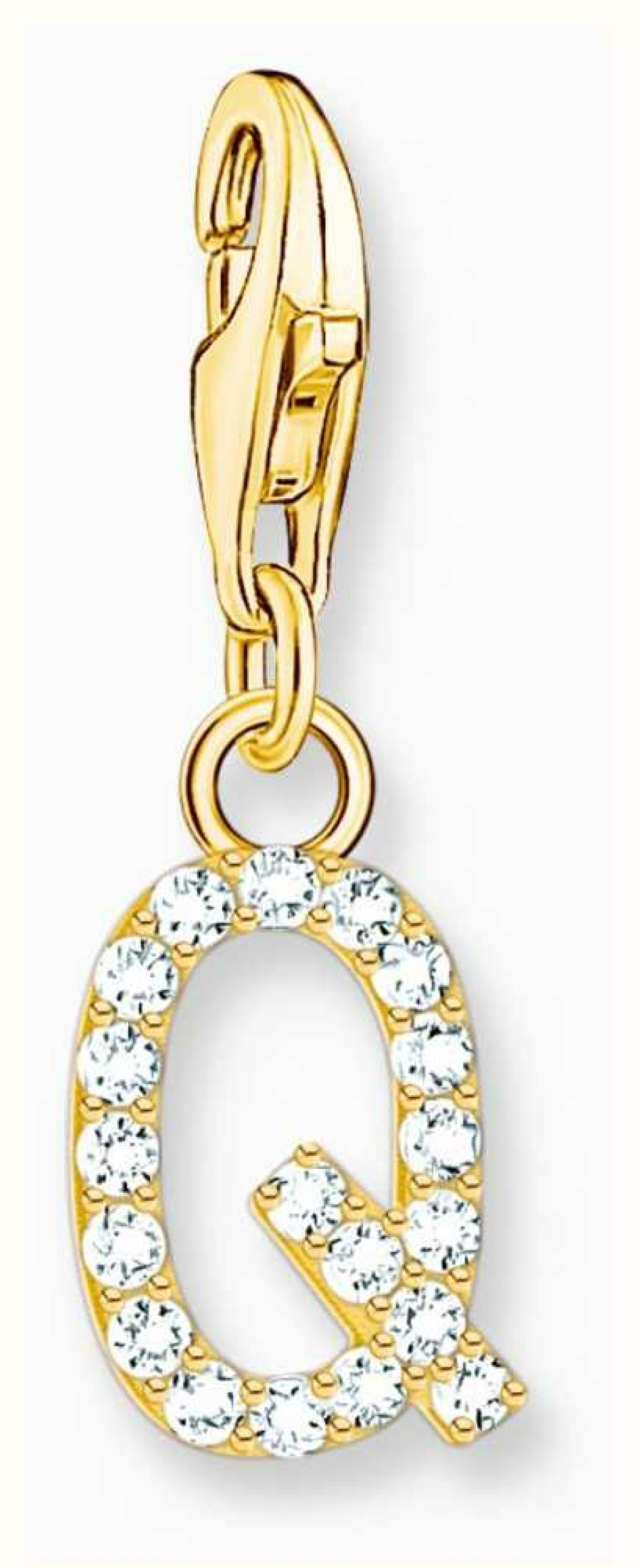 Jewelry Thomas Sabo Jewellery | Thomas Sabo Charm Pendant Letter Q With White Stones Gold Plated