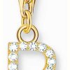 Jewelry Thomas Sabo Jewellery | Thomas Sabo Charm Pendant Letter R With White Stones Gold Plated