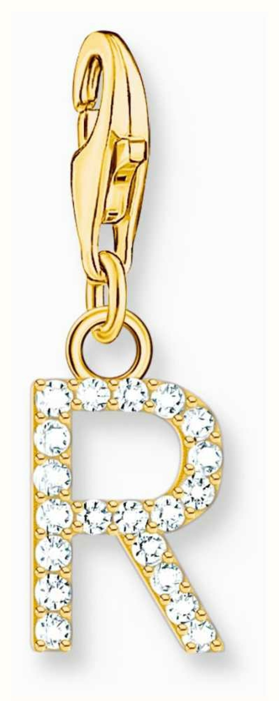 Jewelry Thomas Sabo Jewellery | Thomas Sabo Charm Pendant Letter R With White Stones Gold Plated