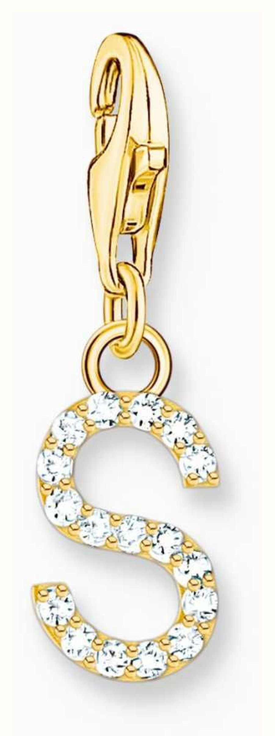 Jewelry Thomas Sabo Jewellery | Thomas Sabo Charm Pendant Letter S With White Stones Gold Plated