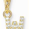 Jewelry Thomas Sabo Jewellery | Thomas Sabo Charm Pendant Letter W With White Stones Gold Plated