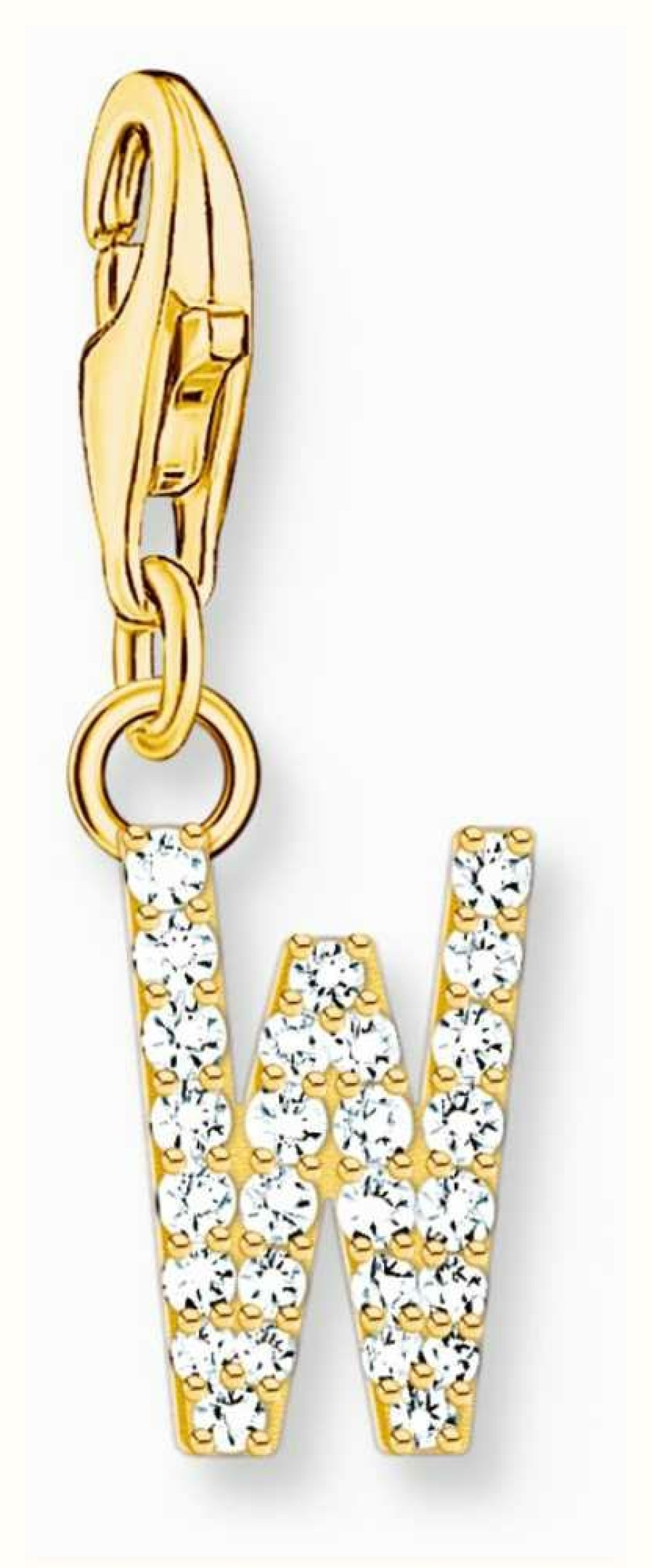 Jewelry Thomas Sabo Jewellery | Thomas Sabo Charm Pendant Letter W With White Stones Gold Plated