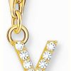 Jewelry Thomas Sabo Jewellery | Thomas Sabo Charm Pendant Letter Y With White Stones Gold Plated