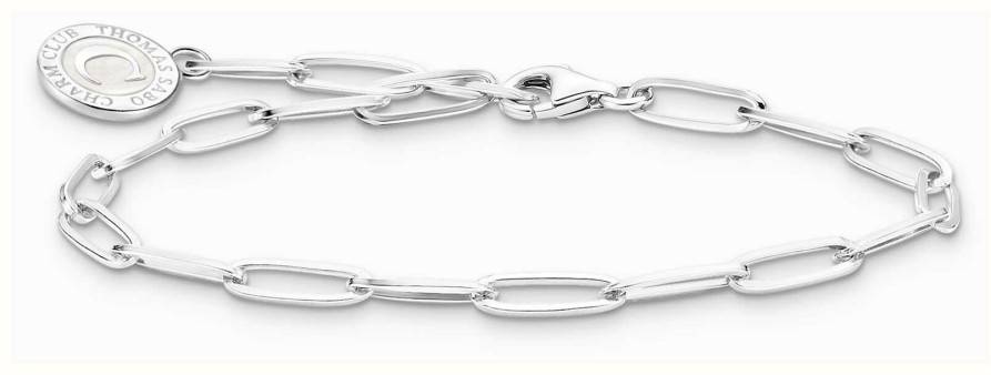 Jewelry Thomas Sabo Jewellery | Thomas Sabo Charm Bracelet With Shimmering White Cold Enamel Sterling Silver 19Cm