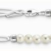 Jewelry Thomas Sabo Jewellery | Thomas Sabo Charm Bracelet With White Pearls And Chain Links Sterling Silver 15Cm