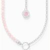 Jewelry Thomas Sabo Jewellery | Thomas Sabo Charm Necklace With Beads Of Rose Quartz And Chain Links Sterling Silver 37Cm