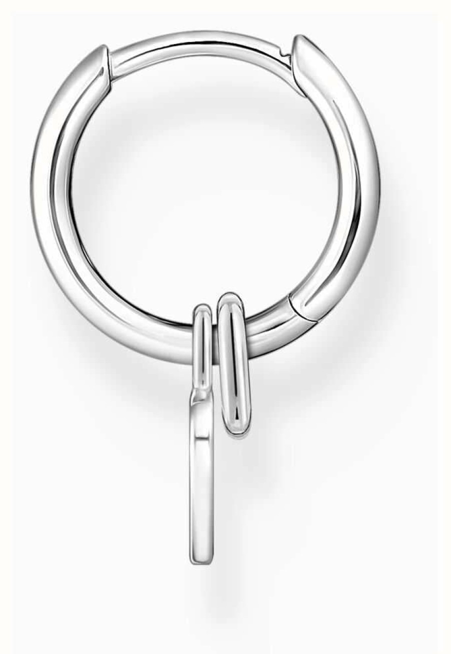 Jewelry Thomas Sabo Jewellery | Thomas Sabo Single Hoop Earring With Heart Pendant Sterling Silver