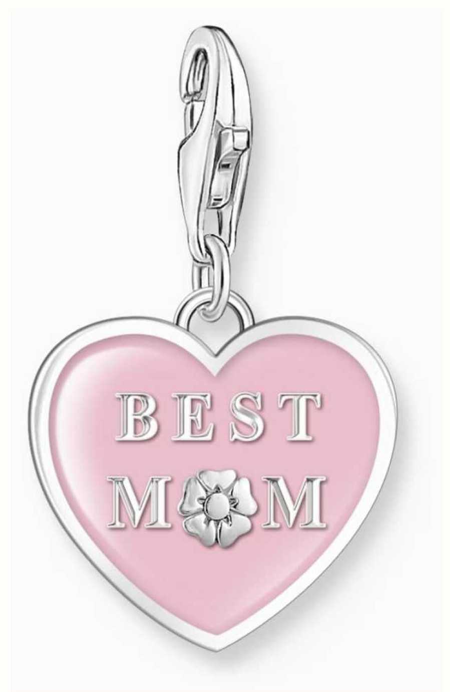 Jewelry Thomas Sabo Jewellery | Thomas Sabo Charm Club Pink Heart With Best Mom Silver Pendant