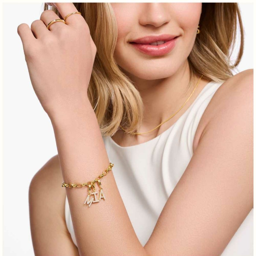 Jewelry Thomas Sabo Jewellery | Thomas Sabo Charm Bracelet With Shimmering White Cold Enamel Gold Plated 17Cm