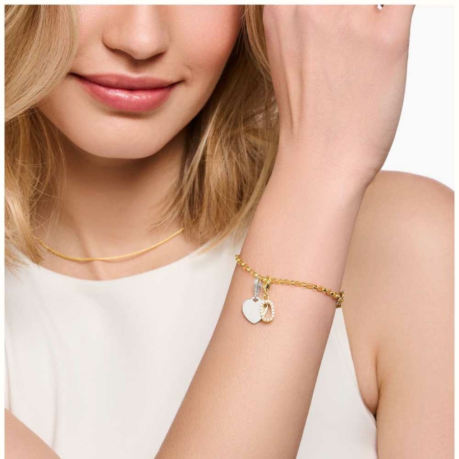 Jewelry Thomas Sabo Jewellery | Thomas Sabo Charm Bracelet With Pink Cold Enamel Gold Plated 17Cm