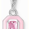 Jewelry Thomas Sabo Jewellery | Thomas Sabo Charm Club Pink Enamel Stone Set Octagon Silver Pendant