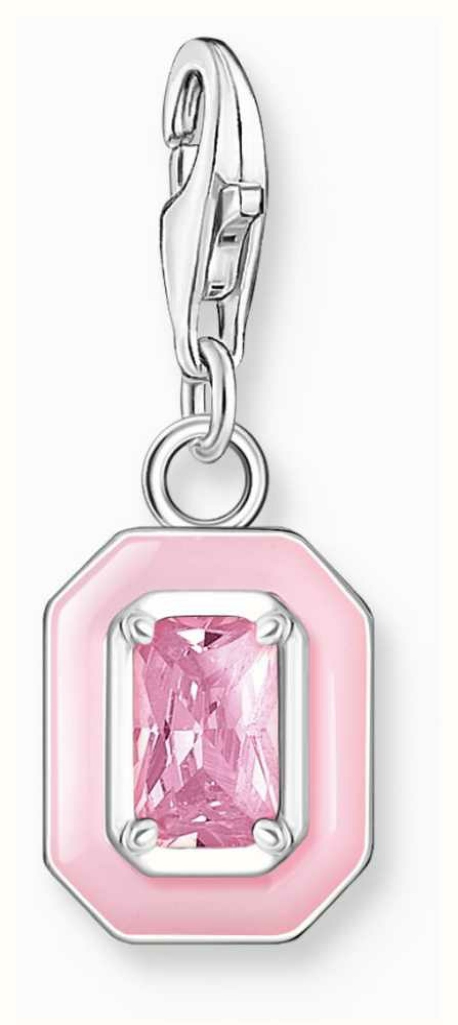 Jewelry Thomas Sabo Jewellery | Thomas Sabo Charm Club Pink Enamel Stone Set Octagon Silver Pendant