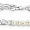 Jewelry Thomas Sabo Jewellery | Thomas Sabo Charm Bracelet Sterling Silver Freshwater Pearl Beads 15Cm