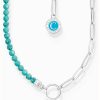 Jewelry Thomas Sabo Jewellery | Thomas Sabo Charmista Turquoise Beads Disc Charm Necklace