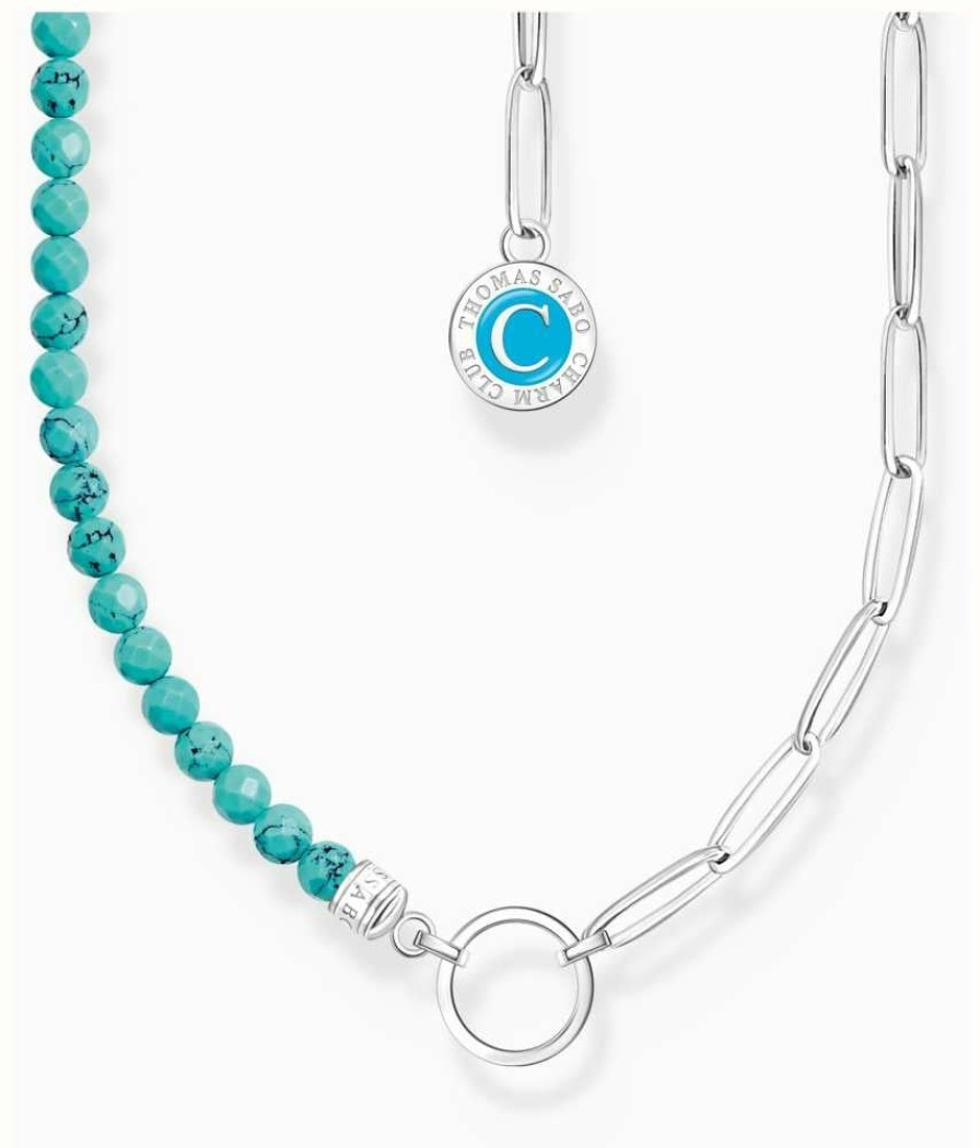 Jewelry Thomas Sabo Jewellery | Thomas Sabo Charmista Turquoise Beads Disc Charm Necklace