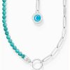 Jewelry Thomas Sabo Jewellery | Thomas Sabo Charm Necklace Sterling Silver Imitation Turquoise Beads 37Cm