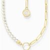 Jewelry Thomas Sabo Jewellery | Thomas Sabo Charmista Gold Plated White Bead Disc Necklace