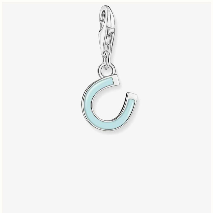 Jewelry Thomas Sabo Jewellery | Thomas Sabo Horseshoe Charm Sterling Silver Mint Blue Enamel