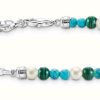 Jewelry Thomas Sabo Jewellery | Thomas Sabo Green Blue And White Beaded Sterling Silver Charm Bracelet 15Cm