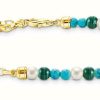 Jewelry Thomas Sabo Jewellery | Thomas Sabo Green Blue And White Beaded Gold Plated Charm Bracelet 19Cm