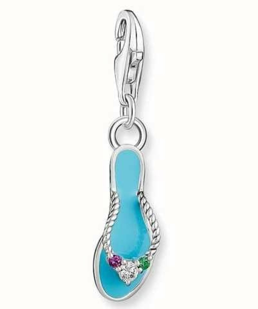 Jewelry Thomas Sabo Jewellery | Thomas Sabo Charm Club Blue Enamel Flip Flop Silver Pendant