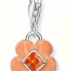 Jewelry Thomas Sabo Jewellery | Thomas Sabo Charm Club Stone Set Orange Enamel Flower Pendant