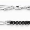 Jewelry Thomas Sabo Jewellery | Thomas Sabo Charm Bracelet Sterling Silver Black Obsidian Beads 17Cm