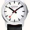 Men'S Mondaine | Mondaine Men'S Simply Elegant Black Leather Watch 41Mm Case