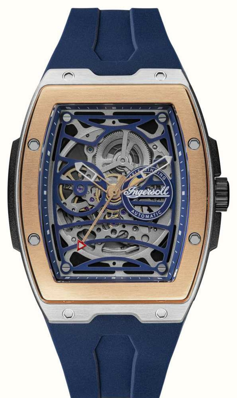 Men'S Ingersoll | Ingersoll The Challenger Automatic Blue Skeleton Dial / Blue Pu Strap