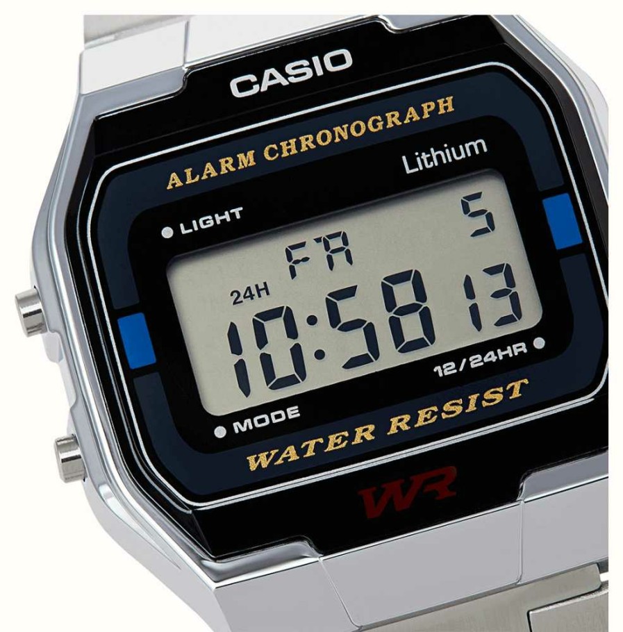 Women'S Casio | Casio Vintage Retro Digital Dial / Stainless Steel Bracelet