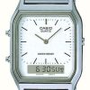 Women'S Casio | Casio Vintage Dual-Display (29.8Mm) White Dial / Stainless Steel