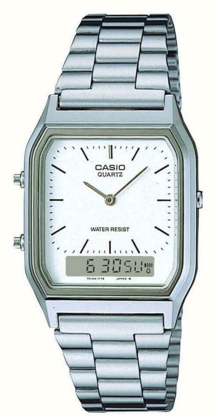 Women'S Casio | Casio Vintage Dual-Display (29.8Mm) White Dial / Stainless Steel