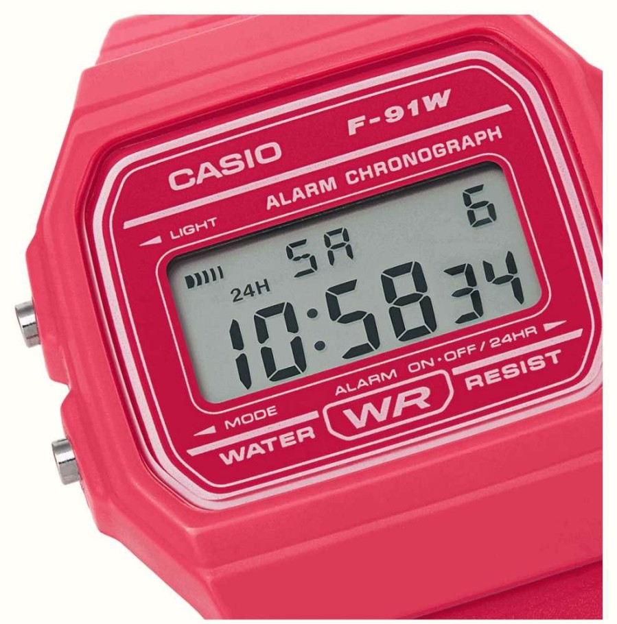 Women'S Casio | Casio Vintage F-91W (35.2Mm) Digital Dial / Pink Resin