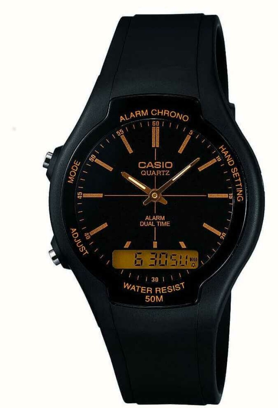 Women'S Casio | Casio Hybrid Display Black Dial / Black Resin Strap