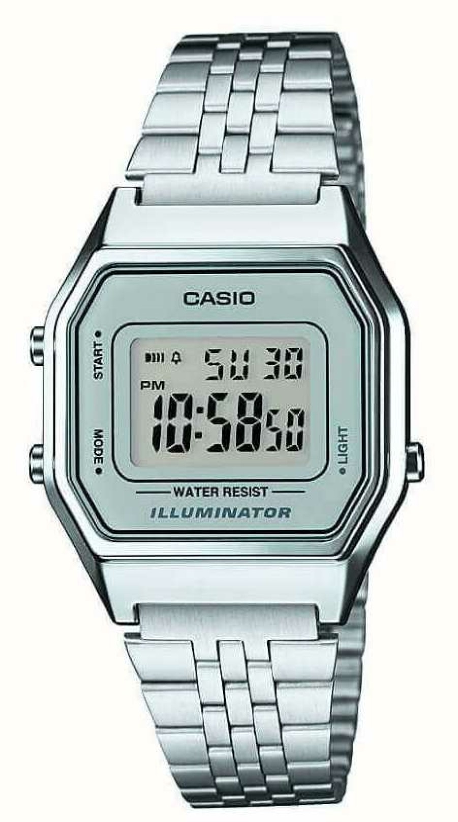 Women'S Casio | Casio Vintage Illuminator (28.6Mm) Digital Dial / Stainless Steel