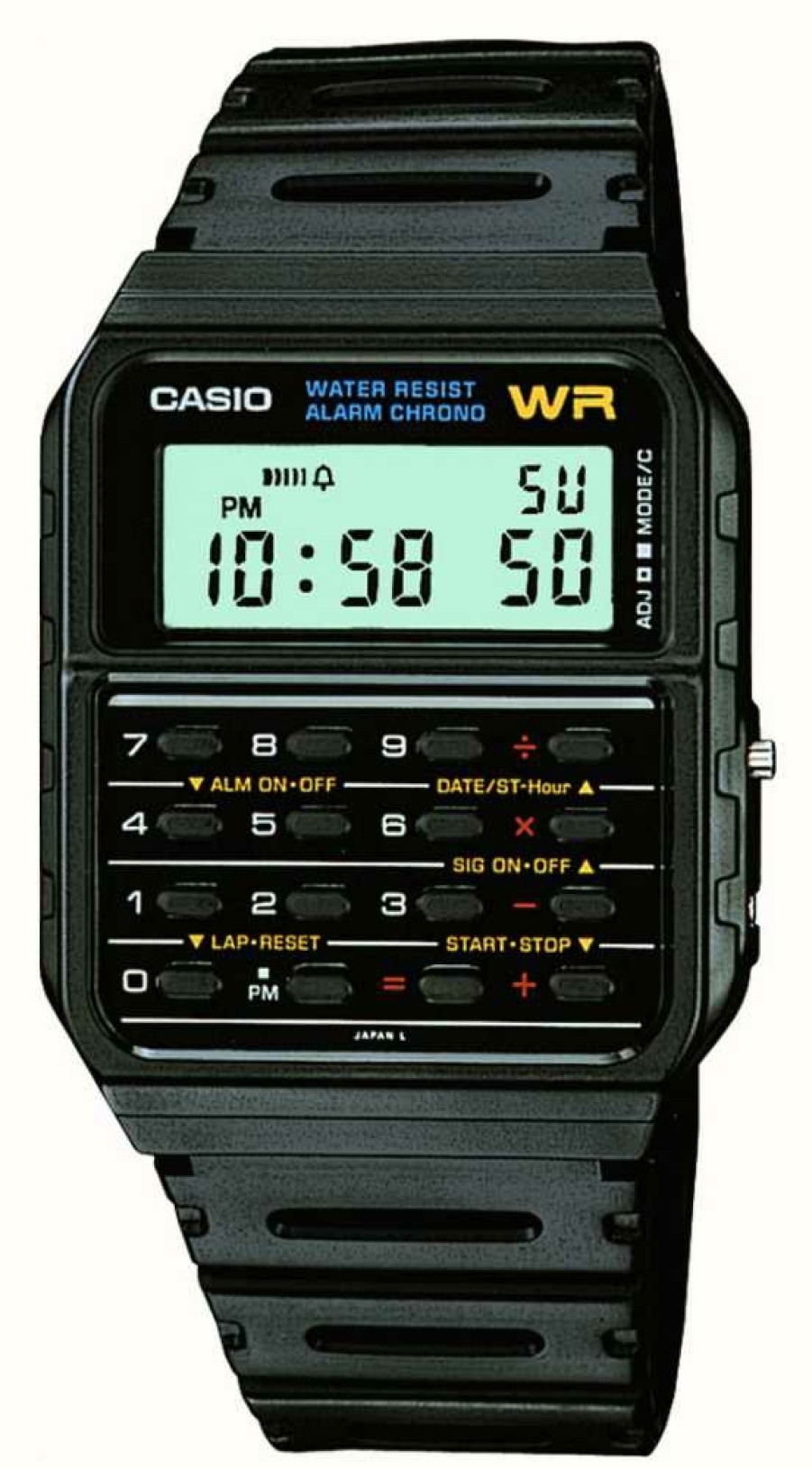 Men'S Casio | Casio Vintage Calculator (34.4Mm) Digital Dial / Black Resin Strap