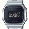 Women'S Casio | Casio Vintage Retro Illuminator (36.3Mm) Digital Dial / Stainless Steel