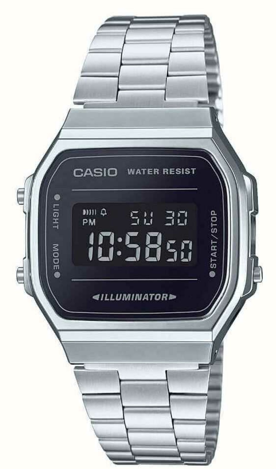 Women'S Casio | Casio Vintage Retro Illuminator (36.3Mm) Digital Dial / Stainless Steel