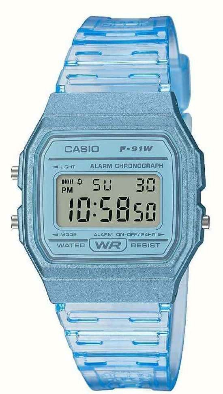 Women'S Casio | Casio Vintage F-91W (35.2Mm) Digital Dial / Clear Blue Resin