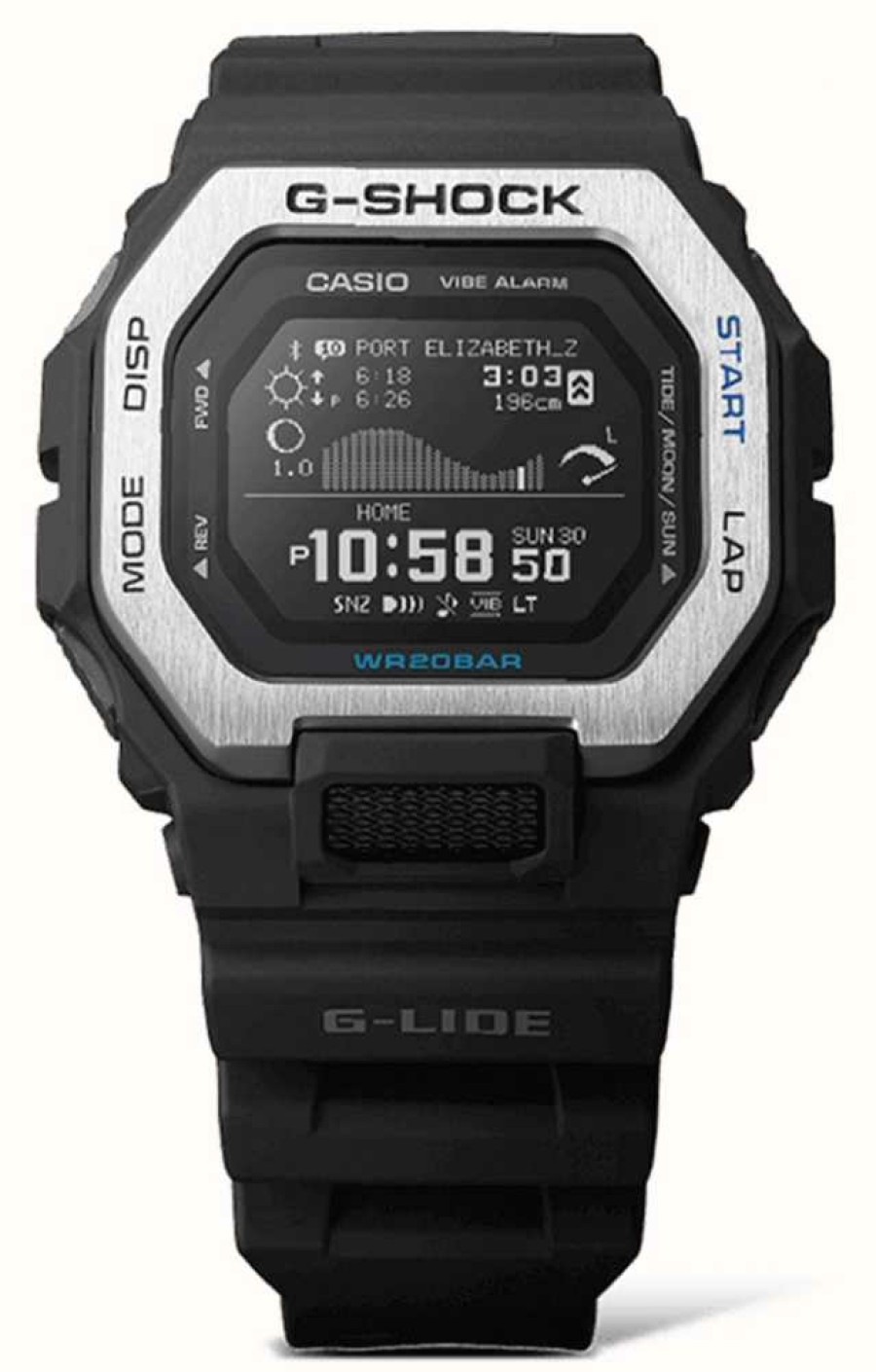 Women'S Casio | Casio G-Lide Surf Digital Dial / Black Resin Strap