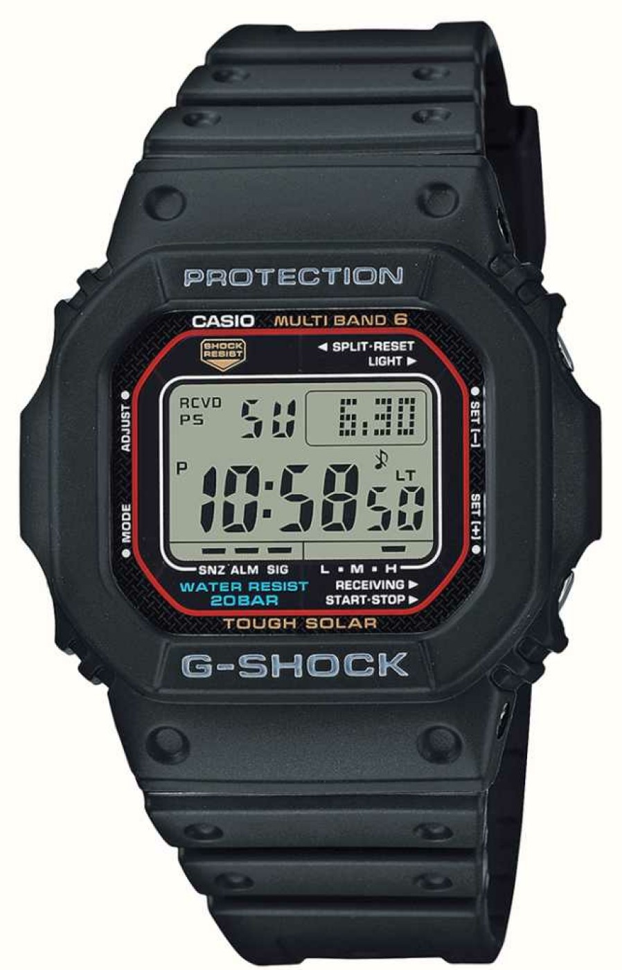 Men'S Casio | Casio G-Shock Multi Band 6 Radio Controlled Black Resin Strap