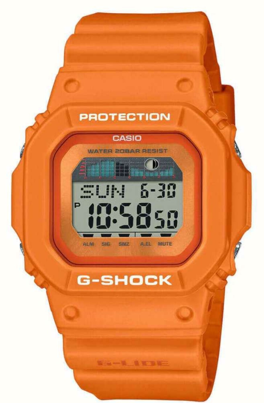 Women'S Casio | Casio Sports Digital Dial / Orange Resin Strap