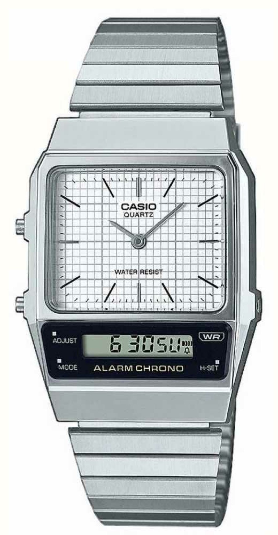 Women'S Casio | Casio Vintage Dual-Display (32.1Mm) White Dial / Stainless Steel