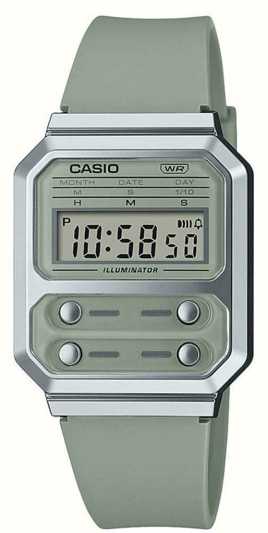 Women'S Casio | Casio Classic A100 Colour Collection Digital Dial / Green Plastic Strap