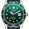 Men'S Roamer | Roamer Rockshell Mkiii Scuba Green Dial / Black Silicone Strap