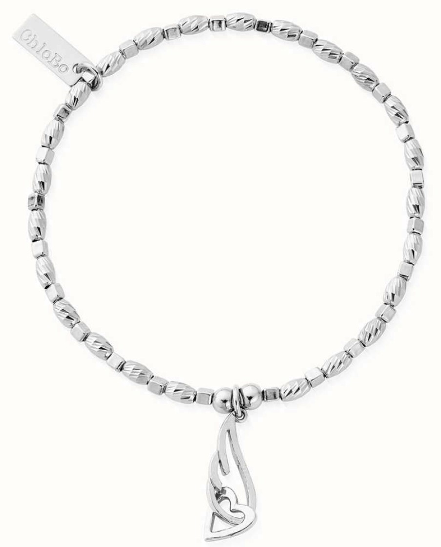 Jewelry ChloBo Jewellery | Chlobo Soul Glow Interlocking Heart And Angel Wing Bracelet Sterling Silver